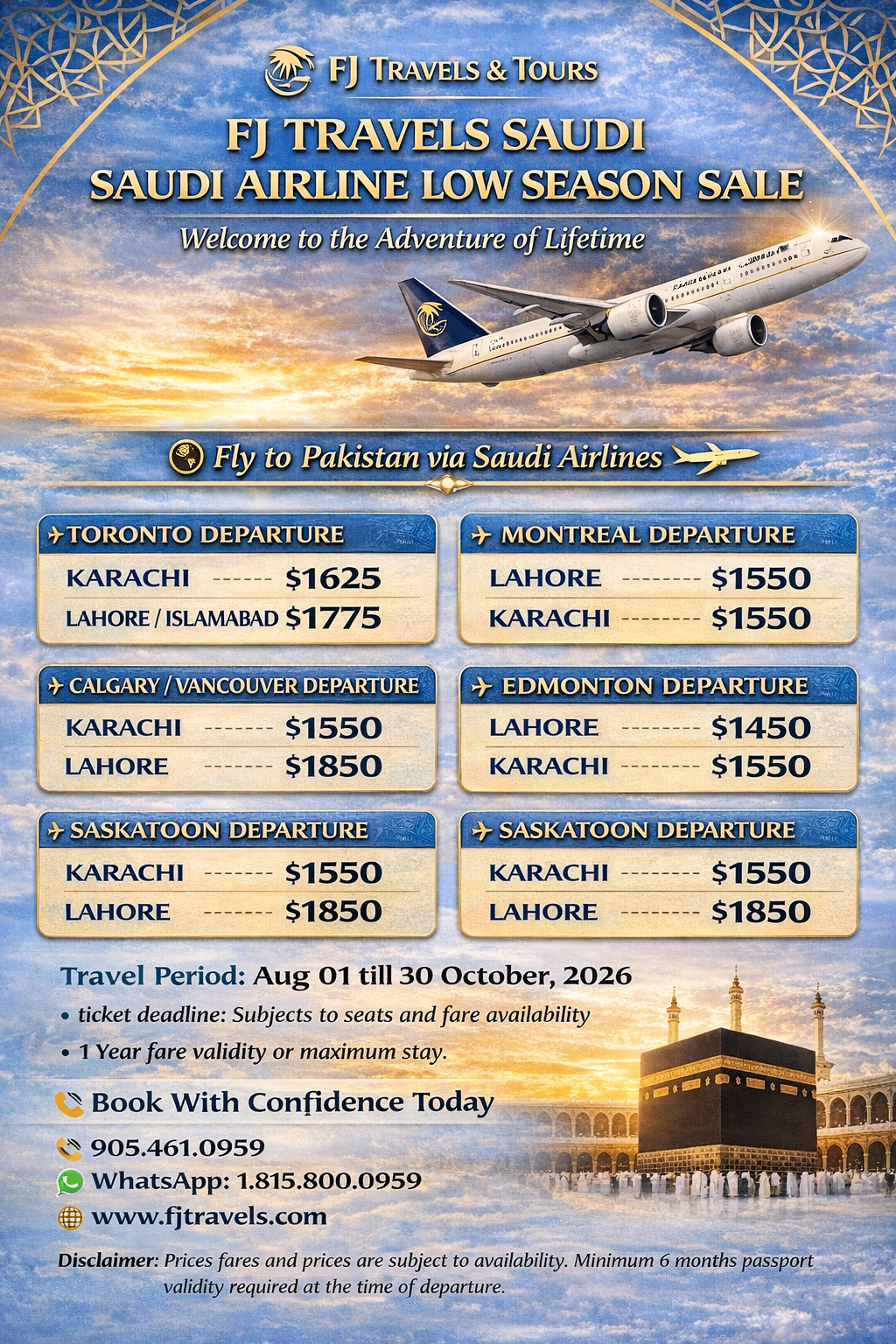 Saudi Airlines Low Season Sale 2026 | Book Flights from Canada