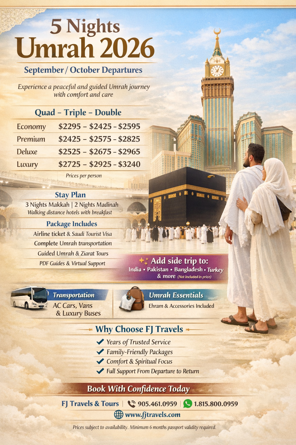 5 Night Low Season Umrah Package 2026 from Canada