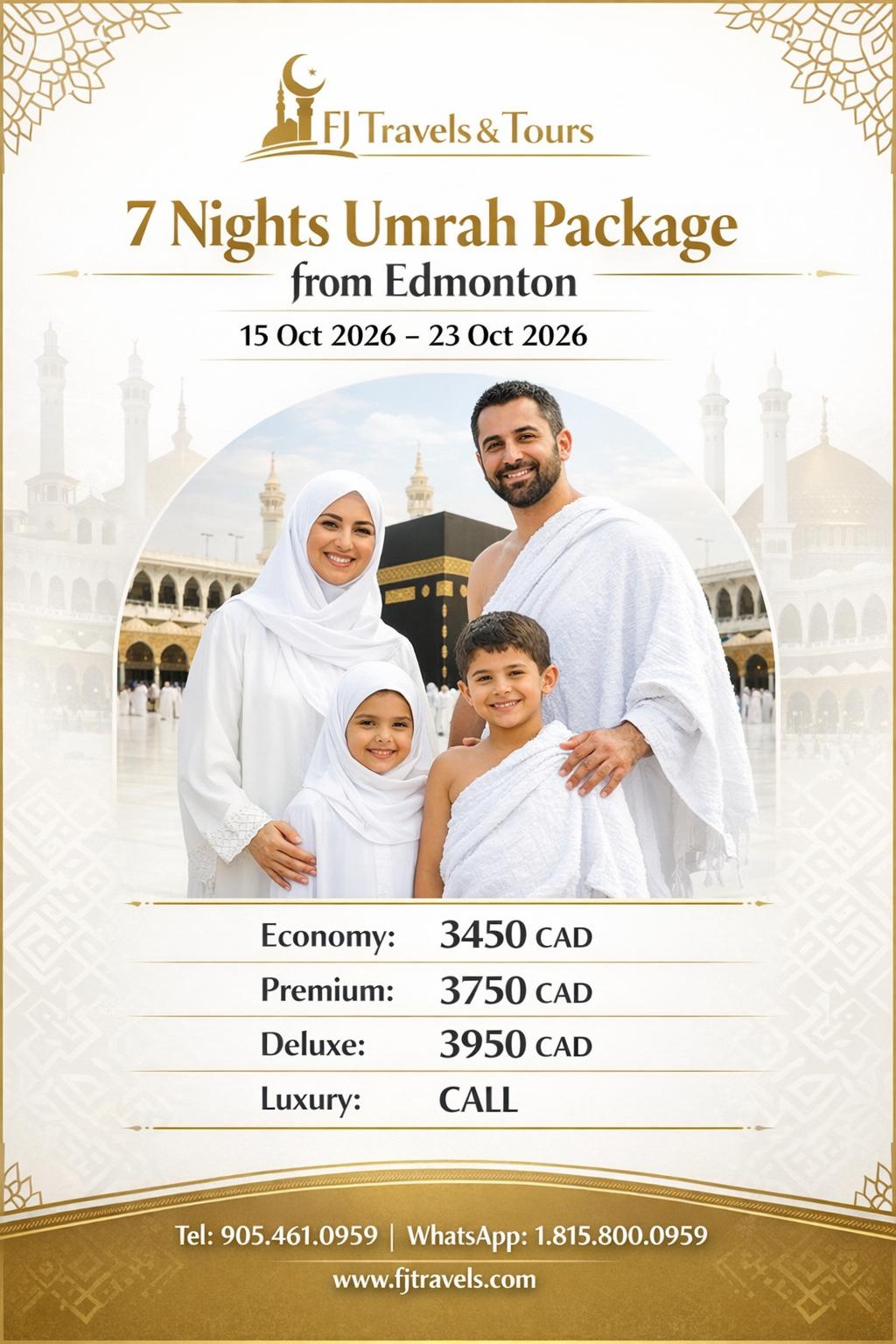 7 Nights Umrah Package from Edmonton